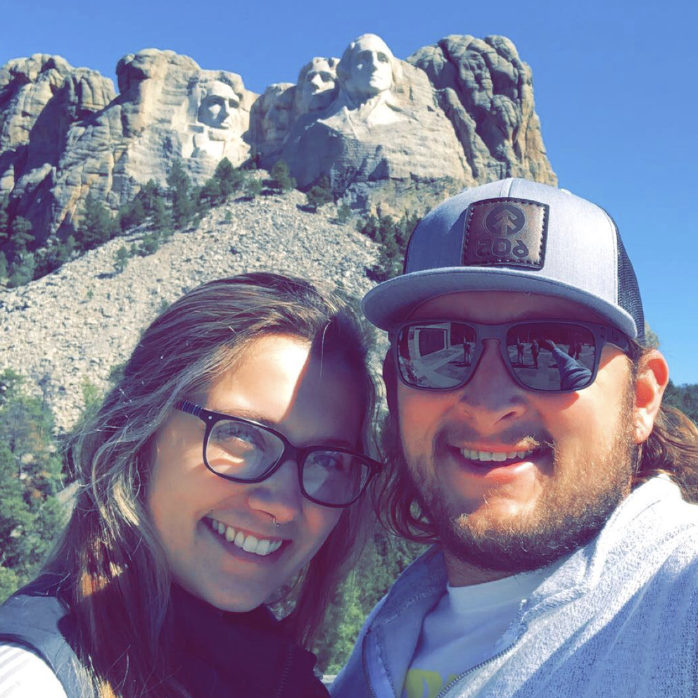 Visiting Mt. Rushmore on our first vacation.