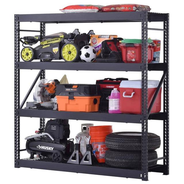 4-Tier Industrial Duty Steel Freestanding Garage Storage Shelving Unit in Black (77 in. W x 78 in. H x 24 in. D)