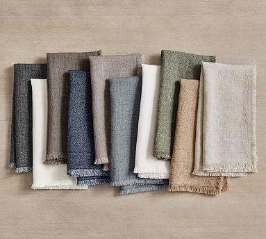 Frayed Oversized Linen Napkins - Set of 4 Flax
