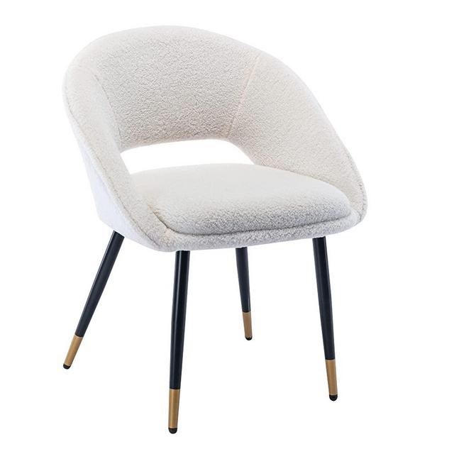 KCC Fluffy Desk Chair, Faux Fur Accent Chair, Comfy Modern Leisure Armchair No Wheel, Upholstered Elegant Fuzzy Chair with Metal Legs for Teens Women Girls, Home Vanity Makeup Office Chair