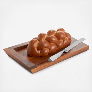 Geo Challah Bread Board with Knife