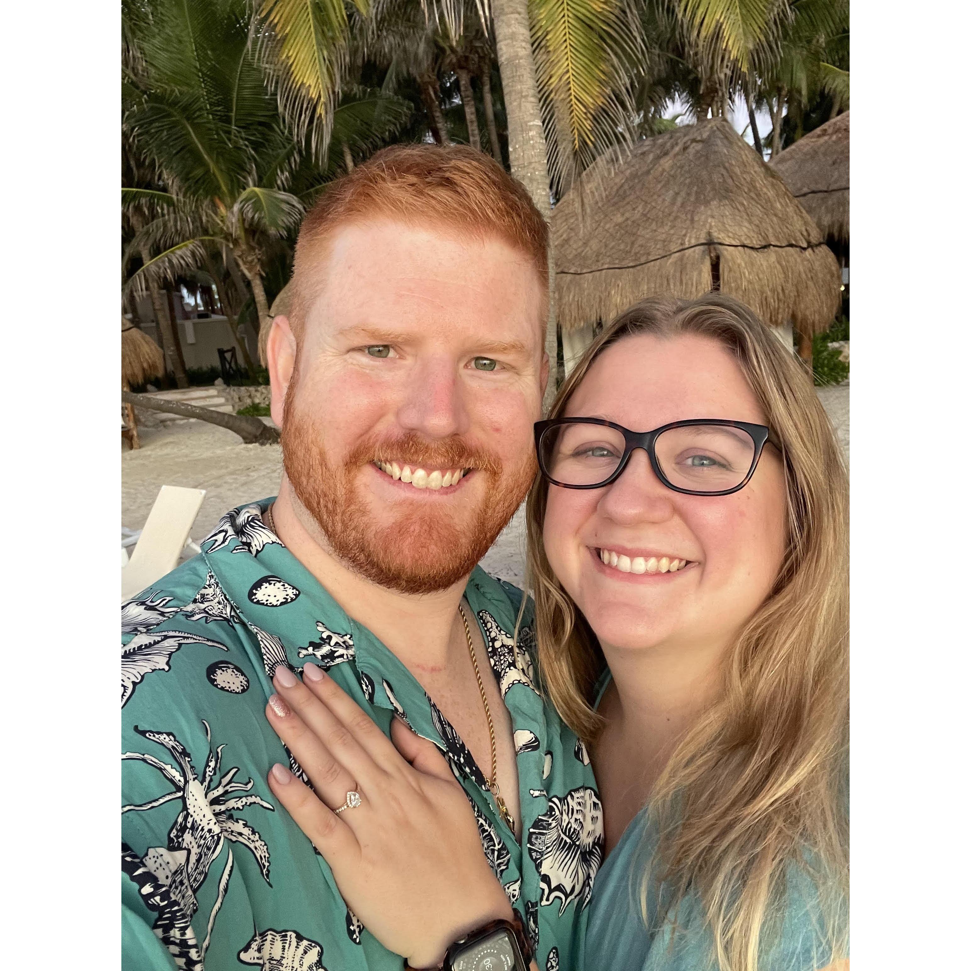 October 2, 2022 - Right after Michael proposed to Lauren on the beach in Cancun, Mexico at sunrise