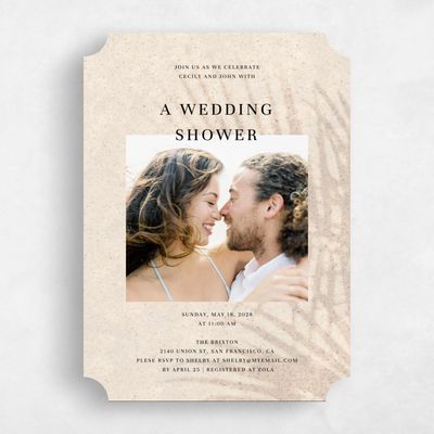 Beige Ticket Wedding Wedding Shower Invitation - Seabay Portrait