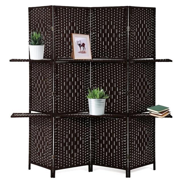 FDW 4 Panel Screen Room Divider, Brown