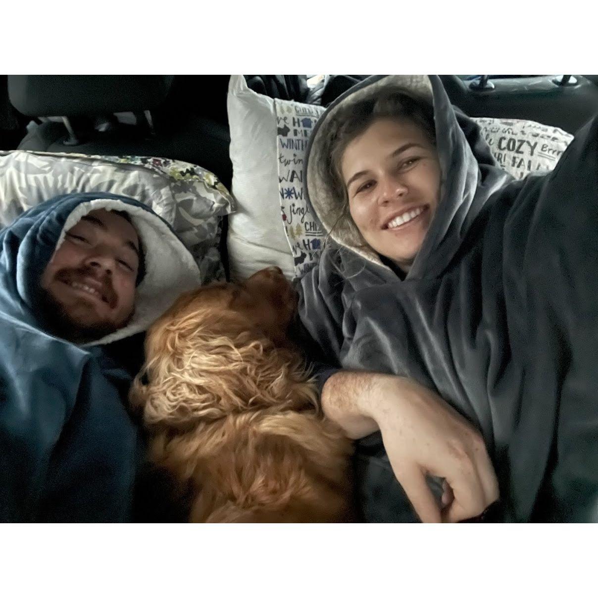 Brandi's idea of fun is camping in a Rav4 in 3 feet of snow