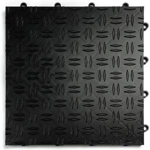 Big Floors GarageTrac Diamond, Interlocking Non-Slip Garage Flooring Tile, Durable, Modular, Heavy-Duty Copolymer, Easy Install (Black, 24 Pack of 12 x 12" Tiles)