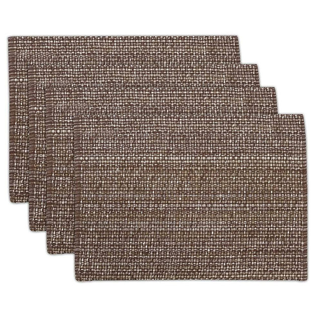 Sweet Home Collection 100% Cotton Placemats for Dining Room Rectangle Two Tone Woven Fabric 13" x 19" Soft Durable Table Mat Set, Set of 4, Chocolate