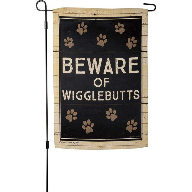 Primitives by Kathy Beware Of Wigglebutts Garden Flag