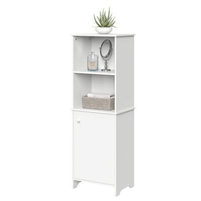 Linen Cabinet with Open Cubbies White