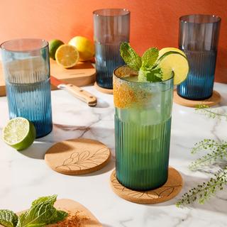 Lyon Sky 4-Piece Tumbler Set with Coasters