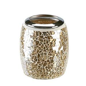 Gold Crackle Mosaic Glass Toothbrush Holder