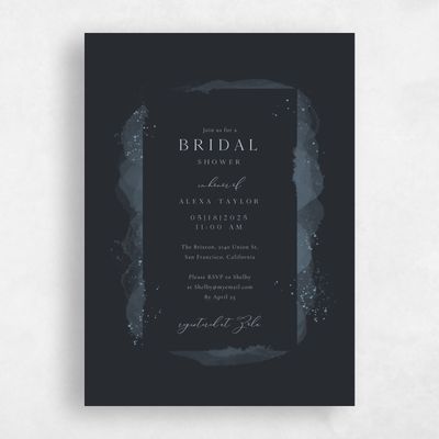 Black Winter Wedding Wedding Shower Invitation - Zortas Frame