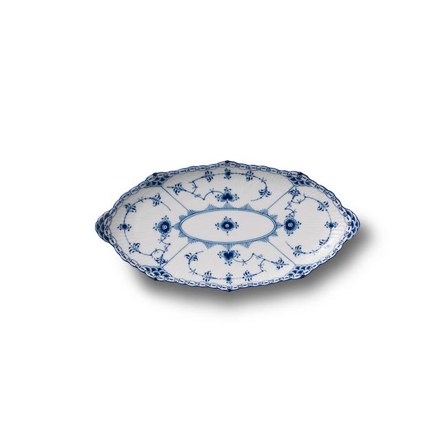 Blue Fluted Half Lace Oval Dish 24,5 cm