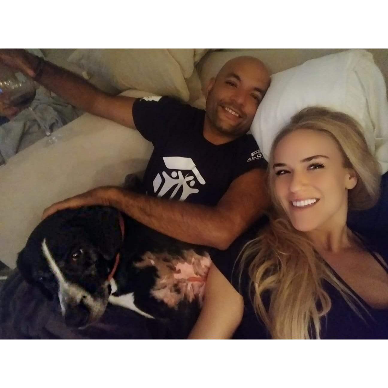 The pups love to cuddle with us on the couch. Milly and Harley both think they're lap dogs... you know, the 40-60lb type of lap dogs lol