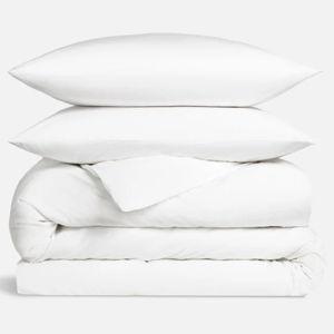 Luxe Sateen Duvet Set - Solid White - Full/Queen