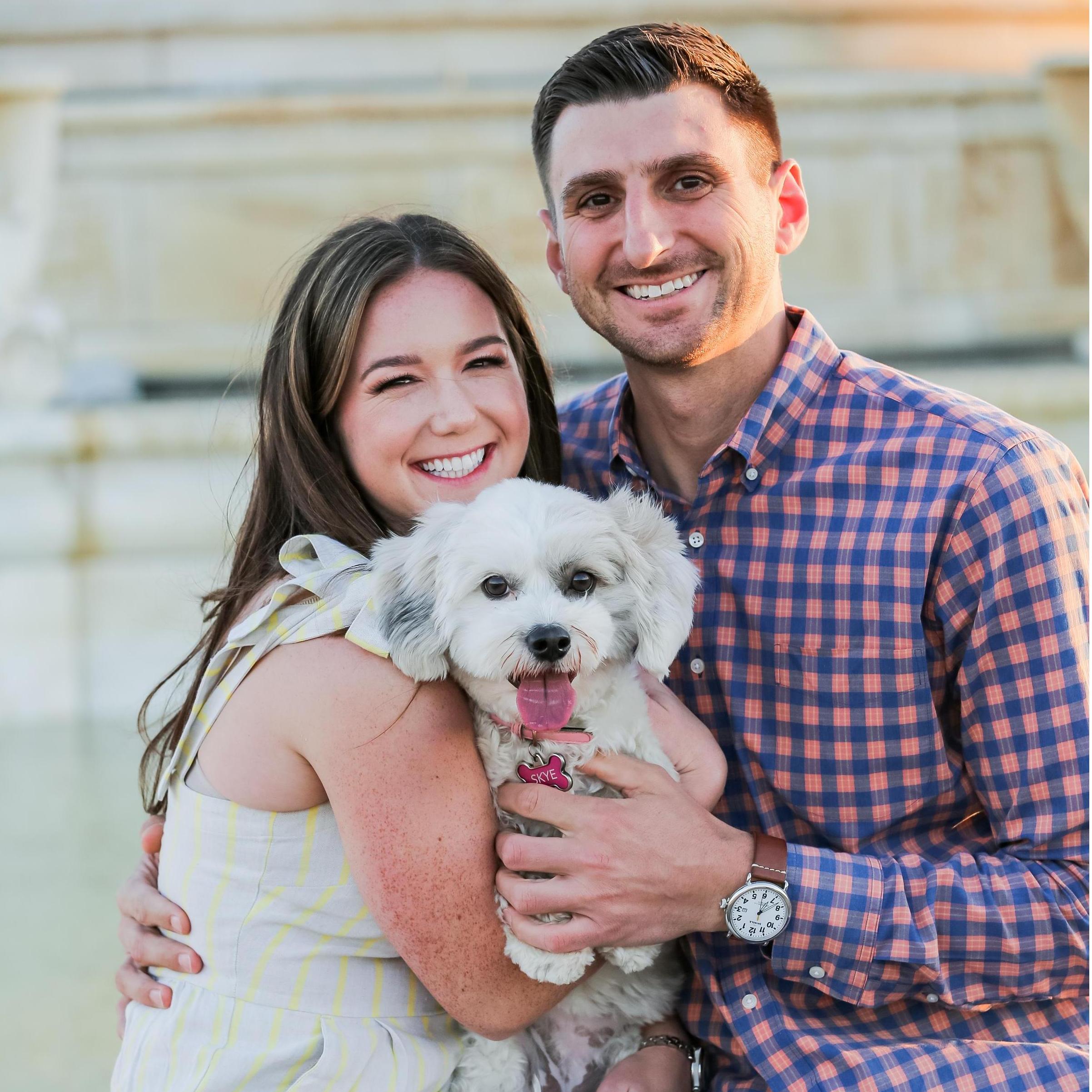 Engagement photo by the fountain on Belle Isle, Detroit, MI