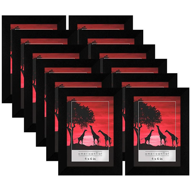 Americanflat 12 Piece 4x6 Gallery Wall Picture Frame Set in Black - Composite Wood with Polished Plexiglass - Horizontal and Vertical Formats for Wall and Tabletop