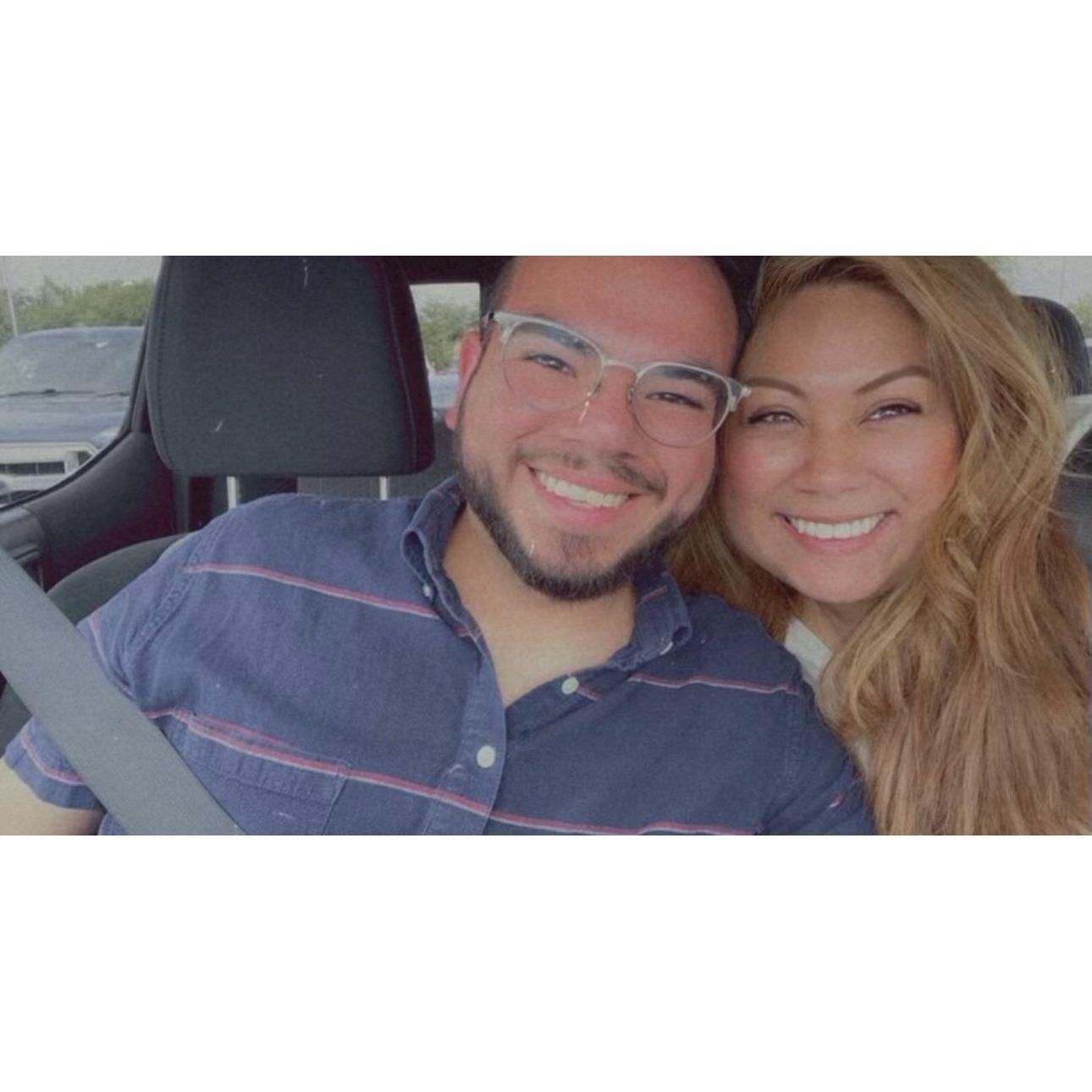 Josef asked Eriene to be his girlfriend on August 21st, 2022. She said yes, took this picture, had lunched at a restaurant called MASHED and then went walking around IKEA.