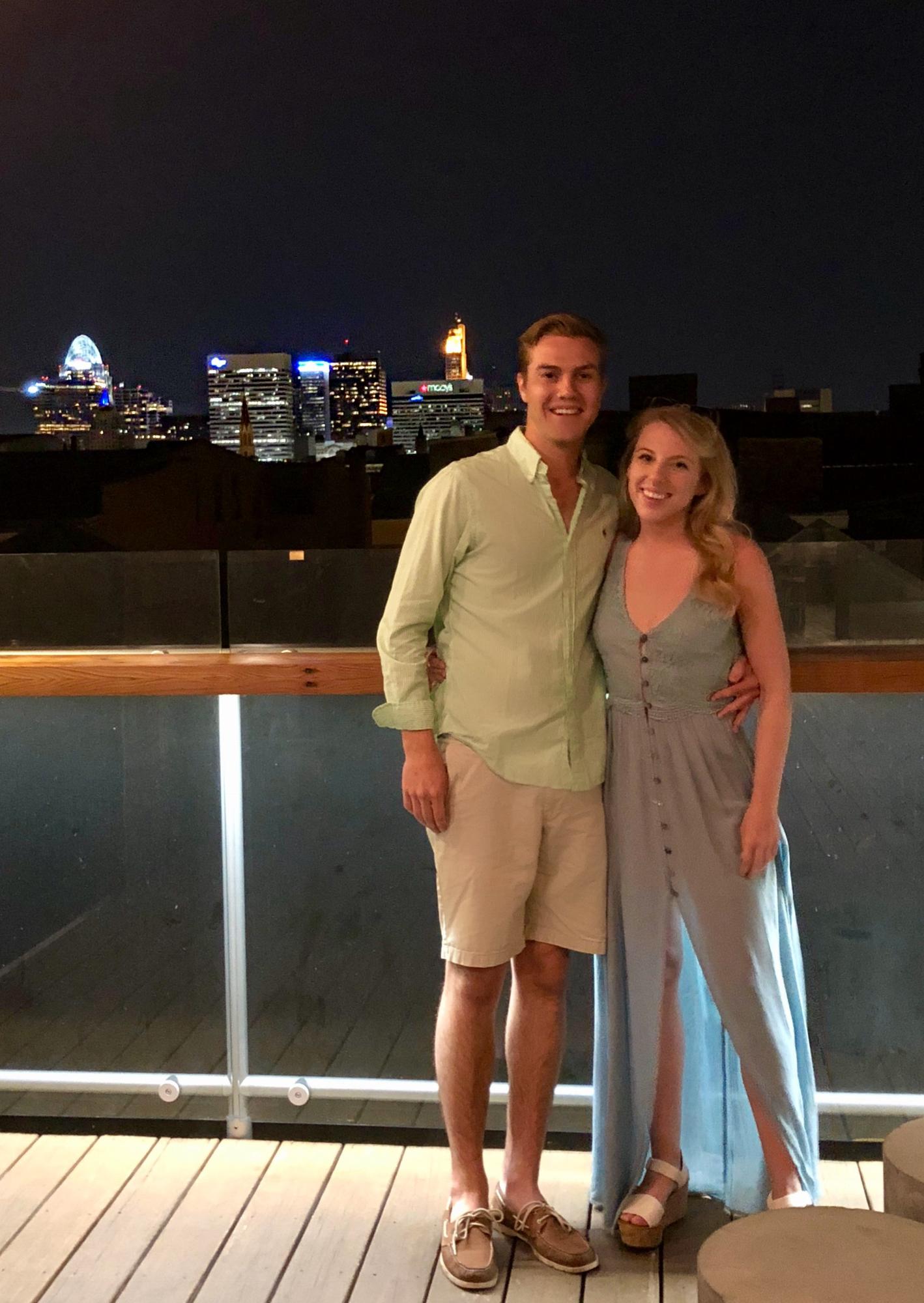 Patrick and Shannon enjoying their first date.  Post-dinner drinks on the Rhinegeist rooftop.