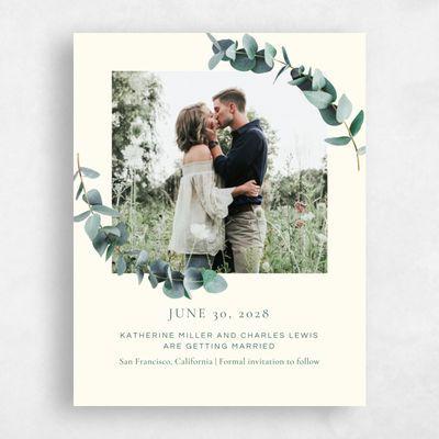 Butter, Yellow Wedding Save the Date - Galata Wreath