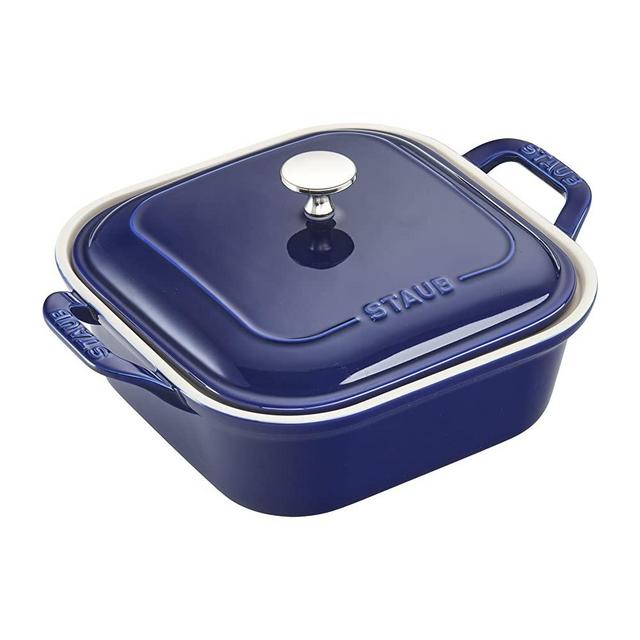STAUB Ceramics Square Covered Baking Dish, 9x9-inch, Dark Blue