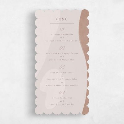 Pink Scalloped Wedding Menu - Madrid