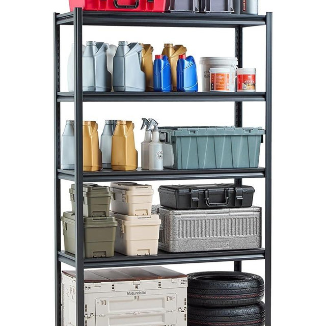 VEVOR Storage Shelves, 3000 lbs, 5 Tier Garage Storage Shelving, 18" D x 48" W x 78" H Adjustable Metal Shelves for Garage Shelves Utility Rack Shelf, Ideal for Kitchen, Warehouse, Basement, Black