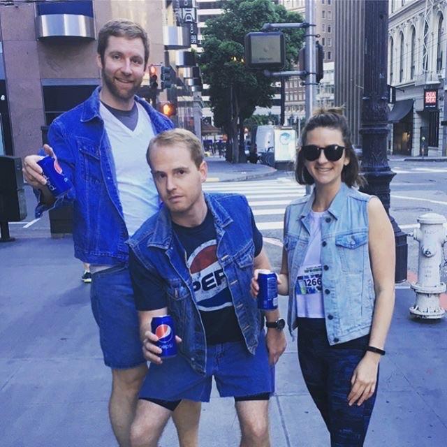 Dressed as Kendall Jenner in her Pepsi commercial for Bay to Breakers with Hannah and Rich - 2017 (Rich, Chris, Danielle - Hannah taking pic)