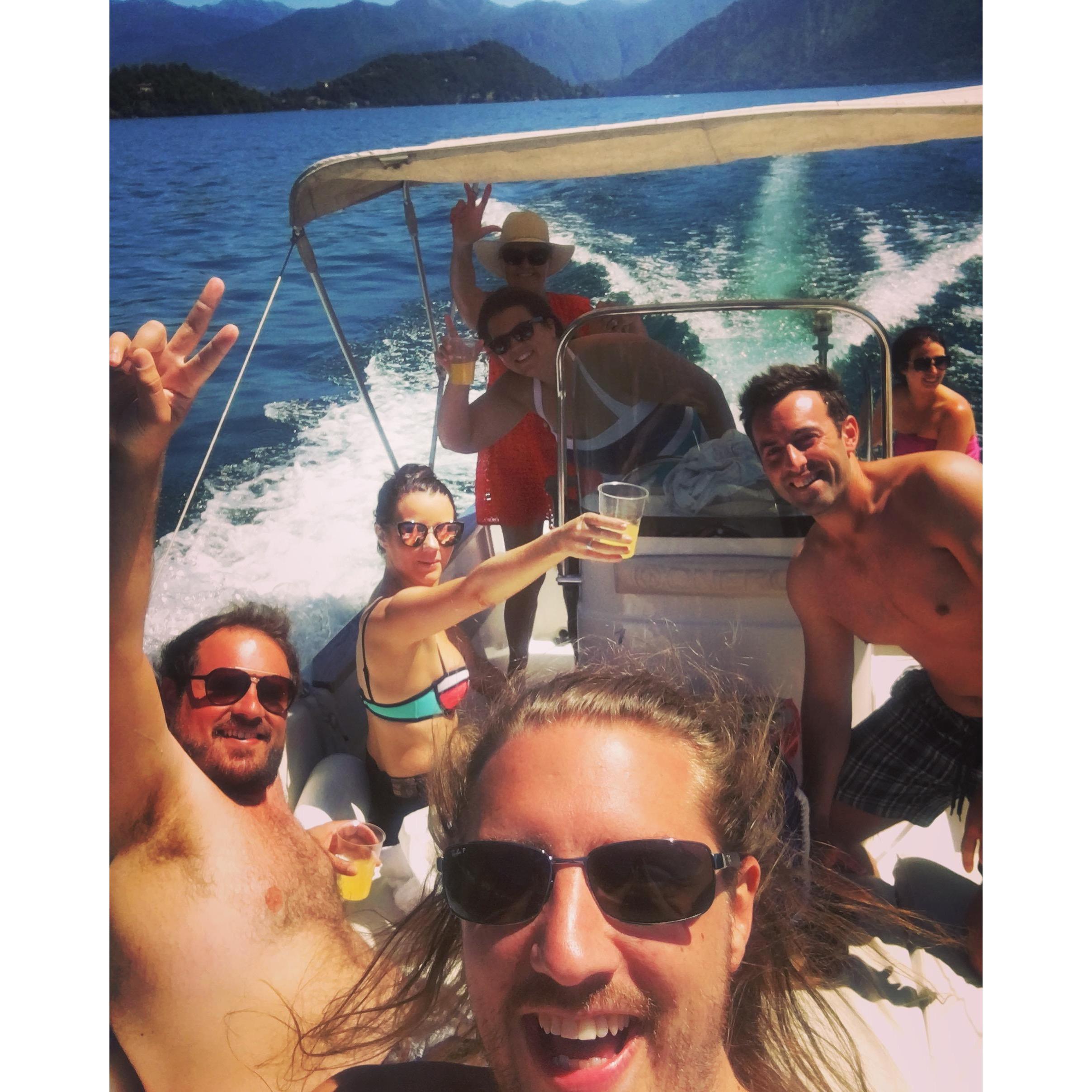 the classiest boat with friends in Lake Como