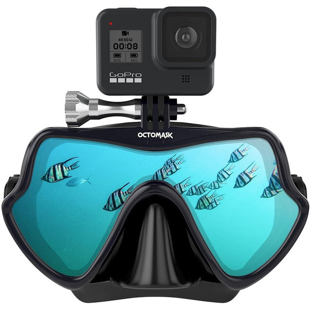 OCTOMASK - Frameless Scuba Mask w/Mount for all GoPro Hero Cameras for Scuba Diving, Snorkeling, Freediving