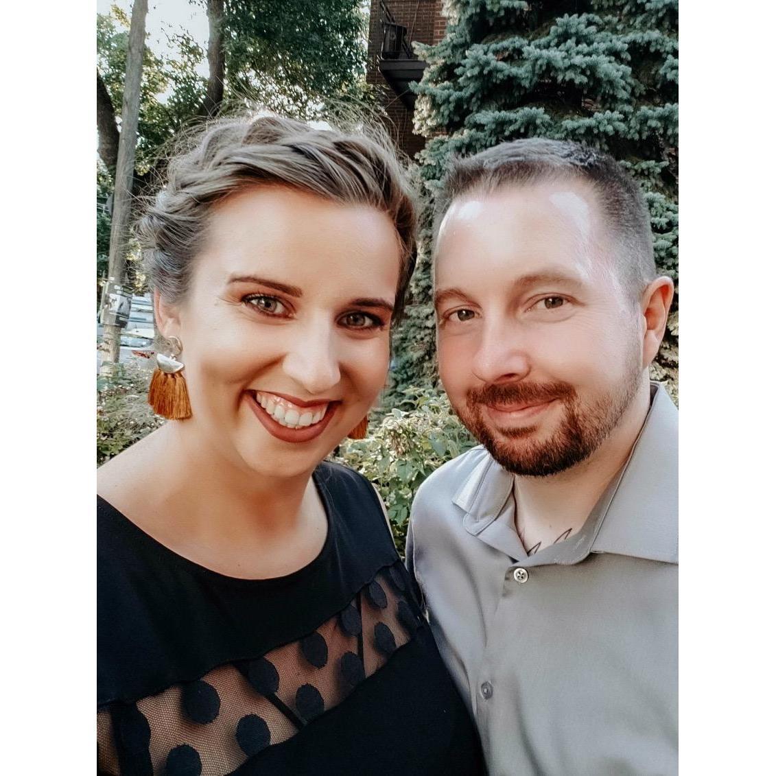 All dressed up for John and Alyssa's wedding, August 2019.