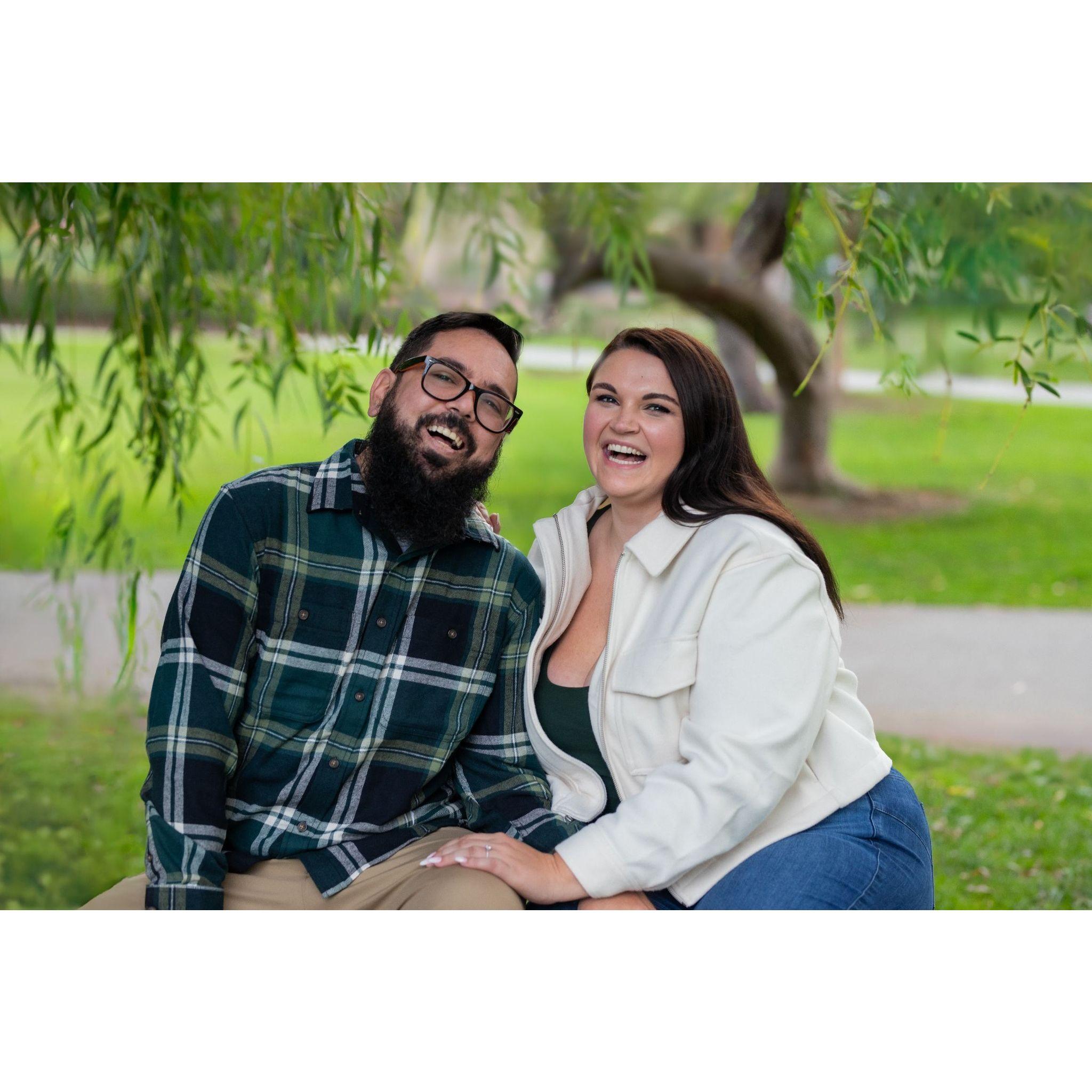 Sitting on the tree root Joshua proposed on