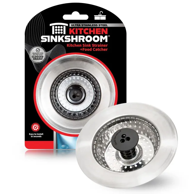 Kitchen SinkShroom Strainer with Built-in Anti-Clog Technology Stainless Steel One Size TubShroom
