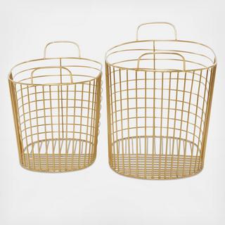 2-Piece Contemporary Wire Storage Basket Set