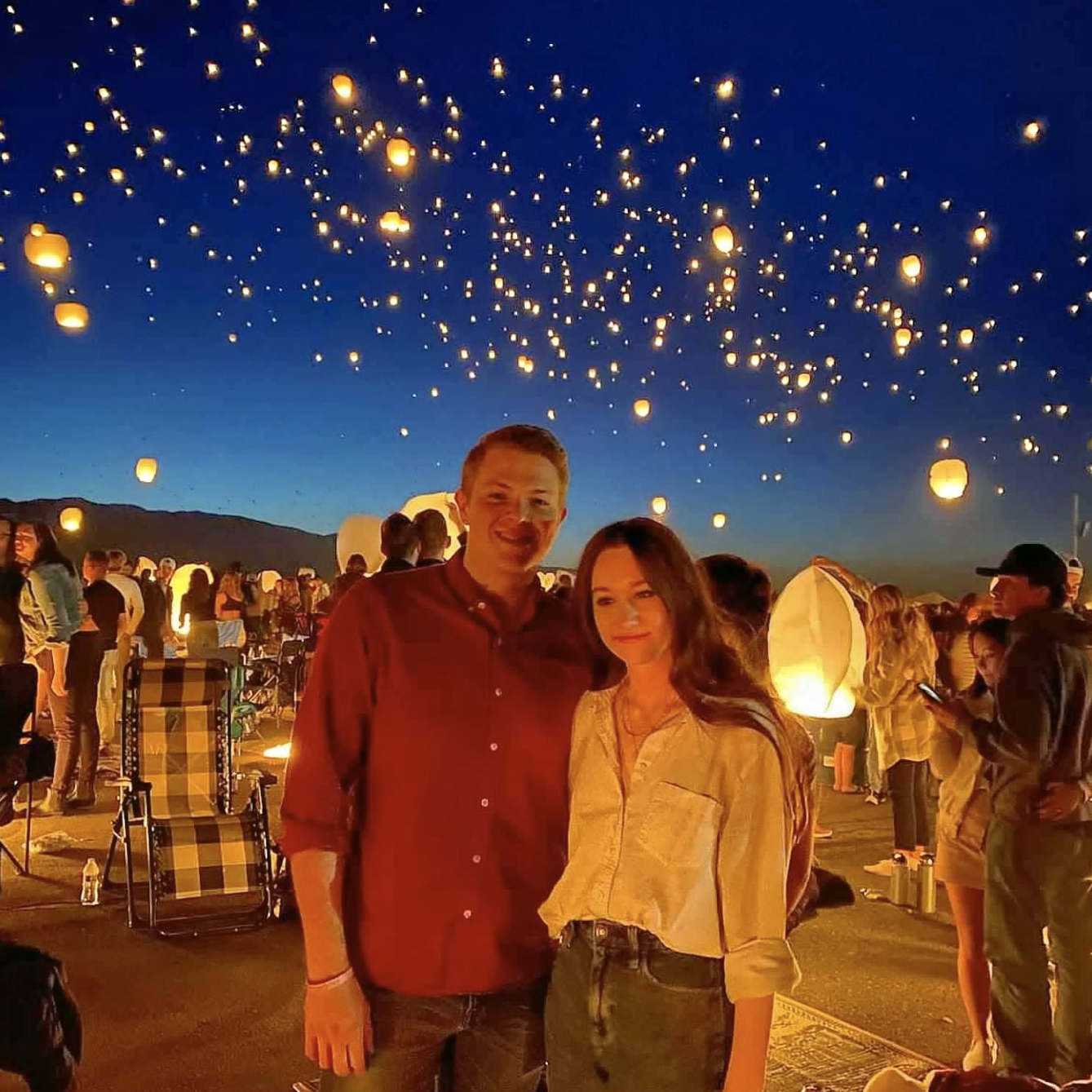 The Lantern Festival. Waiting together for the sun to go down, playing cards, it was a perfect evening. We watched until the last lantern disappeared over the horizon, cuddled up in our blankets.