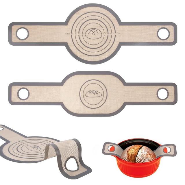 Philorn Silicone Bread Sling for Dutch Oven 2 Pcs, Reusable Silicone Bread Baking Mat With Extra Long Handles Non-Stick & Easy to Clean for Transfer Sourdough, Oval and Round