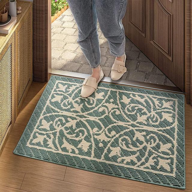 DEXI Door Mat Entry Indoor Floor Mats Inside Doormat Front Entrance Rug Machine Washable,19.5"x31.5",Dark Sea Green