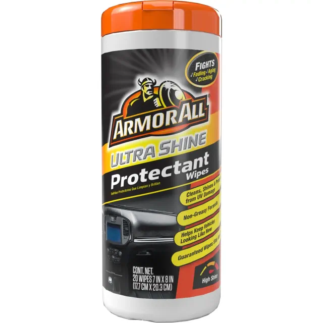 Armor All 20ct Ultra Shine Protectant Wipes Automotive Protector: Car Cleaning Supplies, UV Protection, Prevents Fading