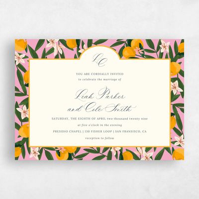 Flamingo, Pink Wedding Invitation - Melissa Landscape
