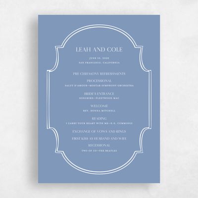 Denim Blue Wedding Program - Alpino
