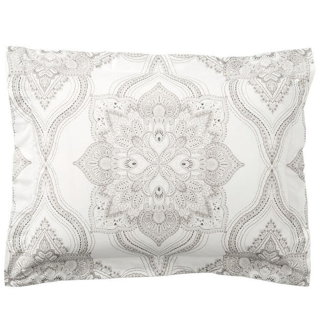 Gray Sonya Medallion Percale Shams, Standard, Set of 2