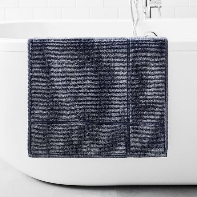 Organic Stone Washed Sculpted Bath Mat, Indigo