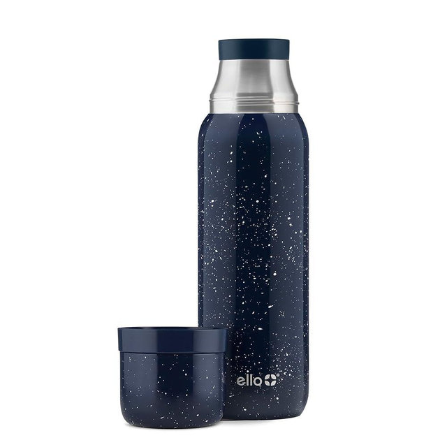 Ello Therma 32oz Insulated Stainless Steel Thermos for Hot & Cold Beverages with Leak Proof Lid & Built-in Cup, Triple Wall Insulation, Hot 24 Hrs, Perfect for Coffee,Tea, Dishwasher Safe, Blue