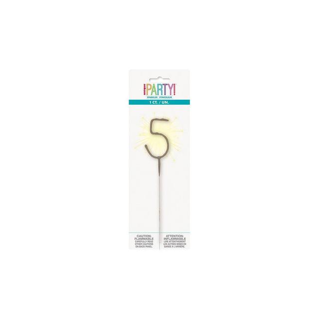 Number 5 Sparkler Flame Cake Candle
