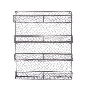 Home Traditions 4 Tier Vintage Metal Chicken Wire Spice Rack Organizer for Kitchen Wall, Pantry or Cabinet