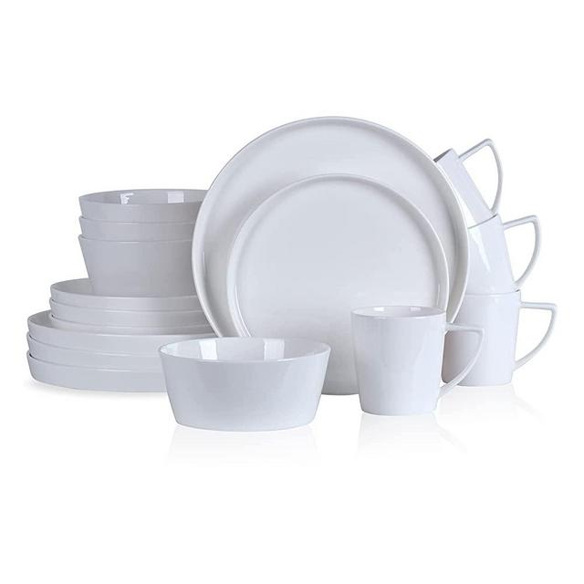 Stone Lain Madeline Formal Bone China Dinnerware Set 16 Piece Service for 4, White