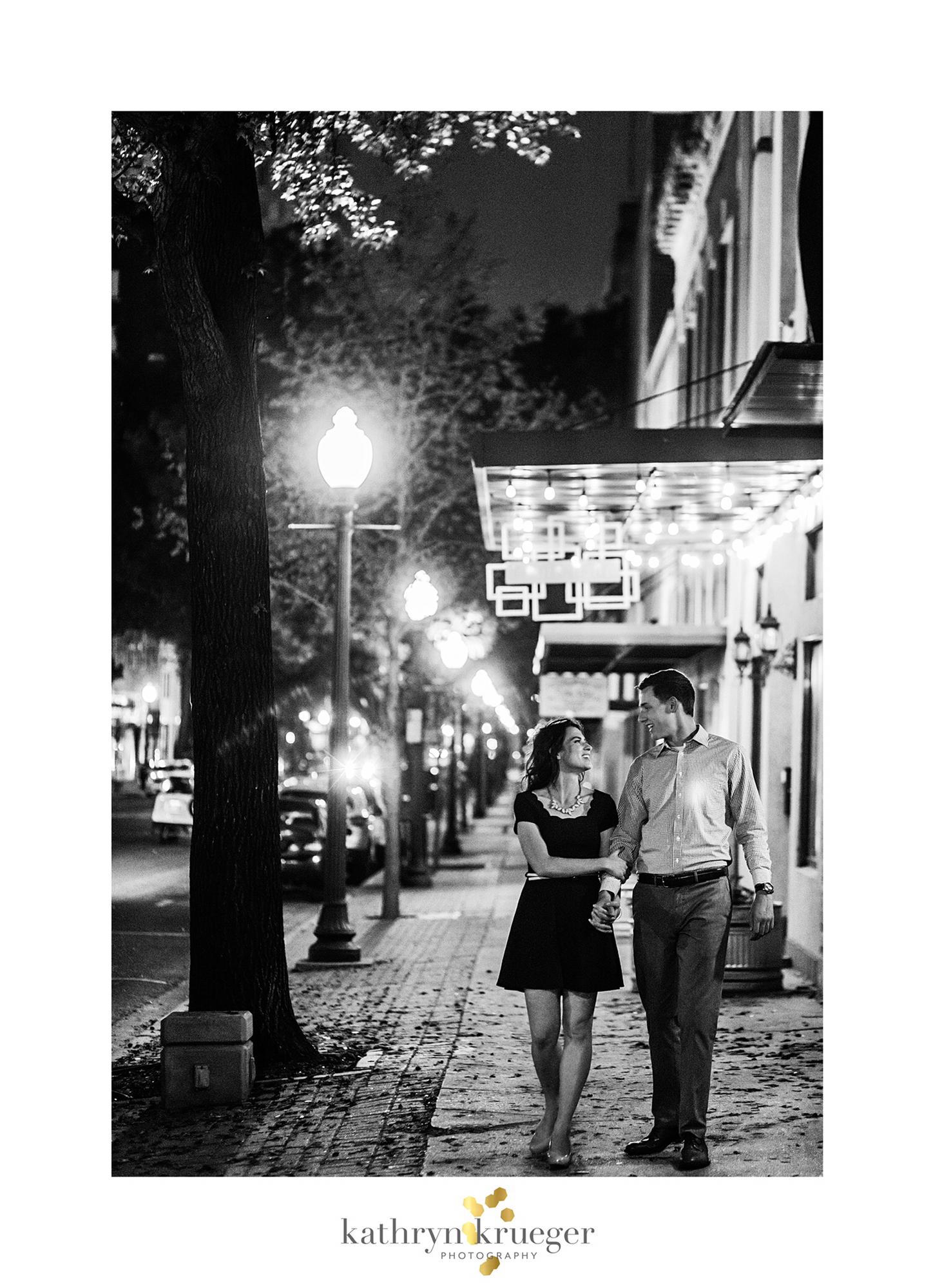 One of our engagement photos taken in downtown Waco right across from the Palladium (our reception venue)!