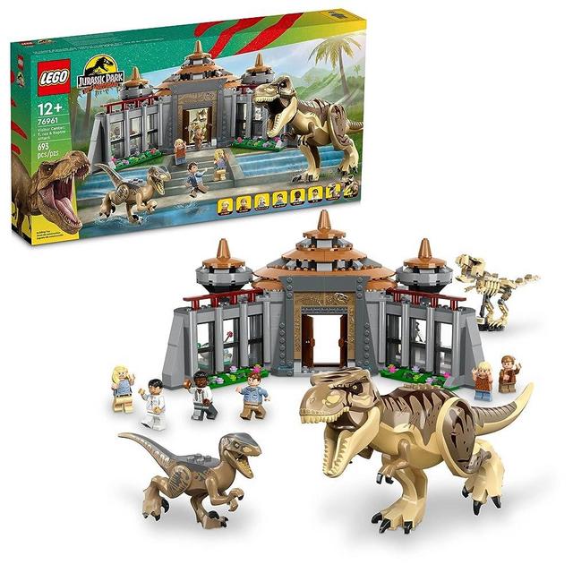 LEGO Jurassic Park Visitor Center: T. rex & Raptor Attack 76961 Buildable Dinosaur Toy; Gift for Teens and Kids Aged 12 and Up, Including a Dino Skeleton Figure, 6 Minifigures and More