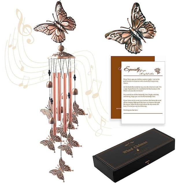 VENBEEL Butterfly Wind Chimes for Outside, Gifts for Women Mom Grandma, Birthday Gifts for Women Friendship Housewarming Garden Decor, Memorial Sympathy Gifts for Loved One