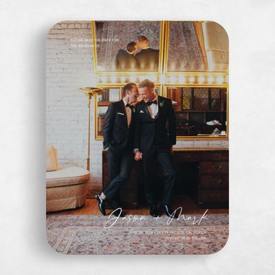 White Rounded Wedding Save the Date - Nahomi Photo